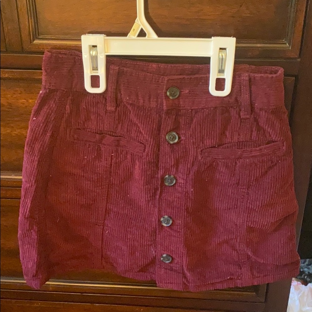 AE Burgundy Corduroy Mini Skirt